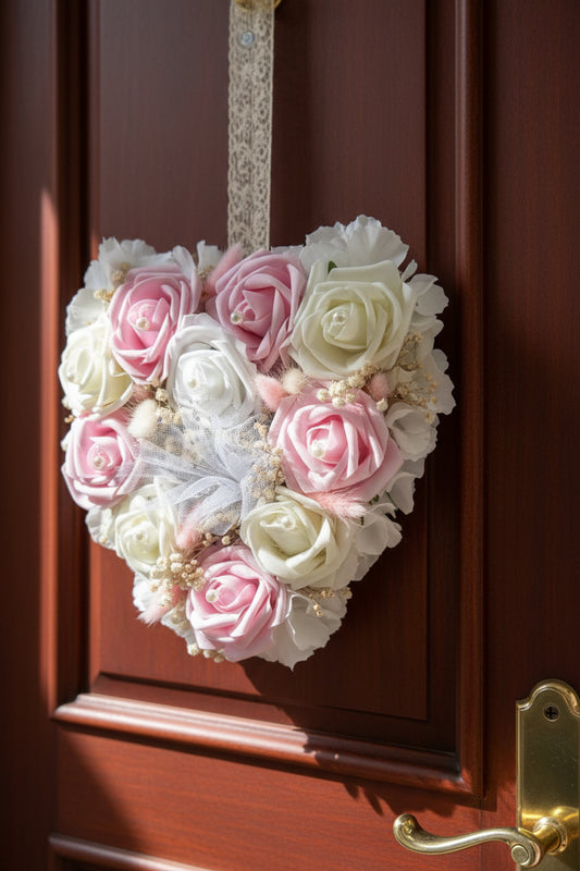 Heart Shaped Wreath Artificial Roses With Dried Flowers For All Occasions