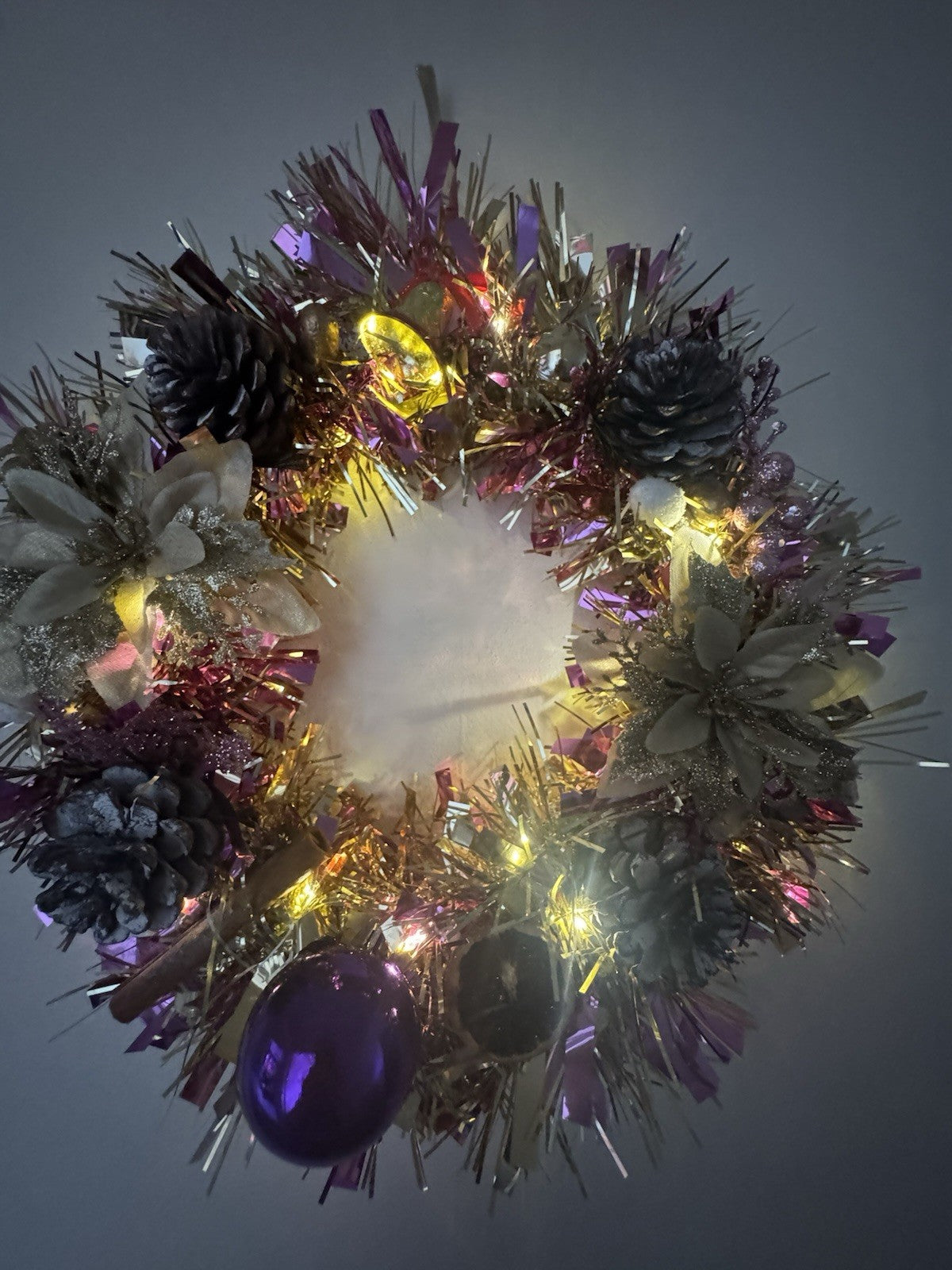 Christmas Wreath Pink and Gold with Lights Christmas Decoration Xmas Wreath