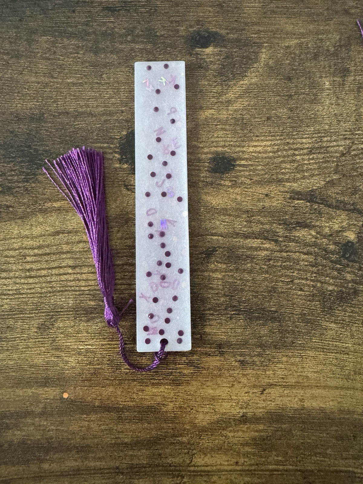 Resin Bookmark with Random Purple Letters