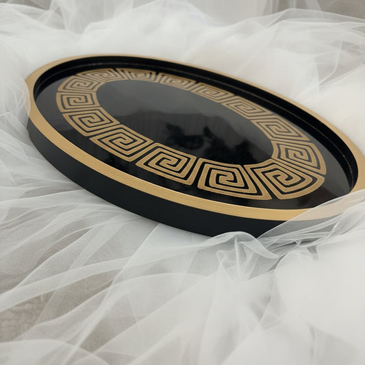 Oval Tray Greek Style Black and Gold Table Decoration for Home