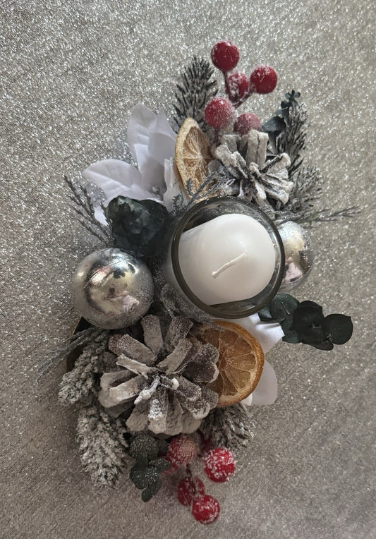 Luxury Vintage Floral Christmas Candle Centerpiece Table Centrepiece Home Decor