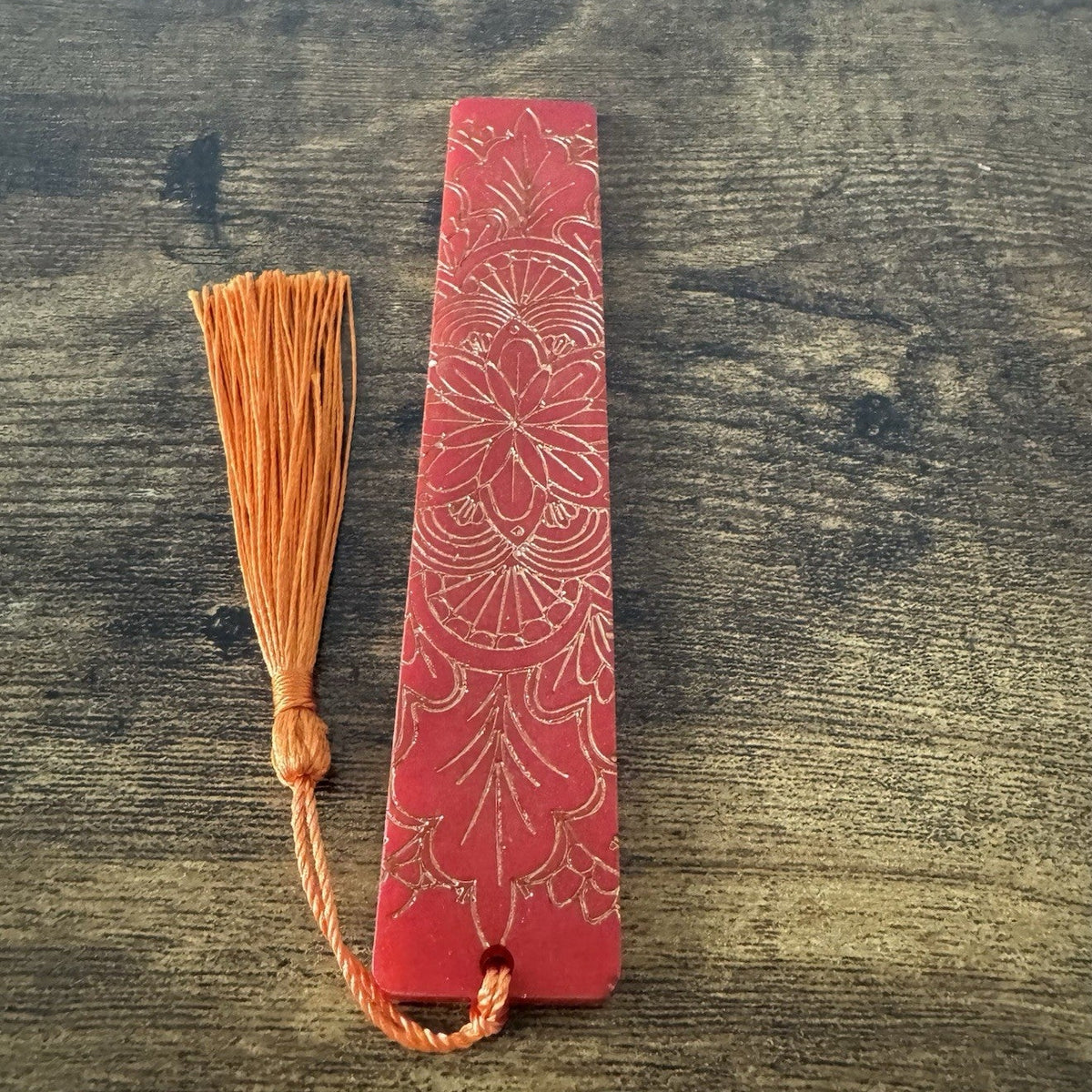 Bookmarks Red Background And Gold Embossed Stripe