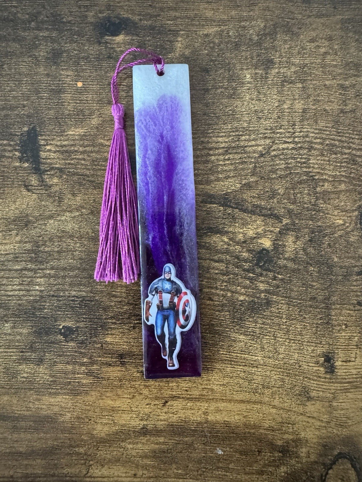 Handmade Resin Bookmark Featuring Captain America For Kids