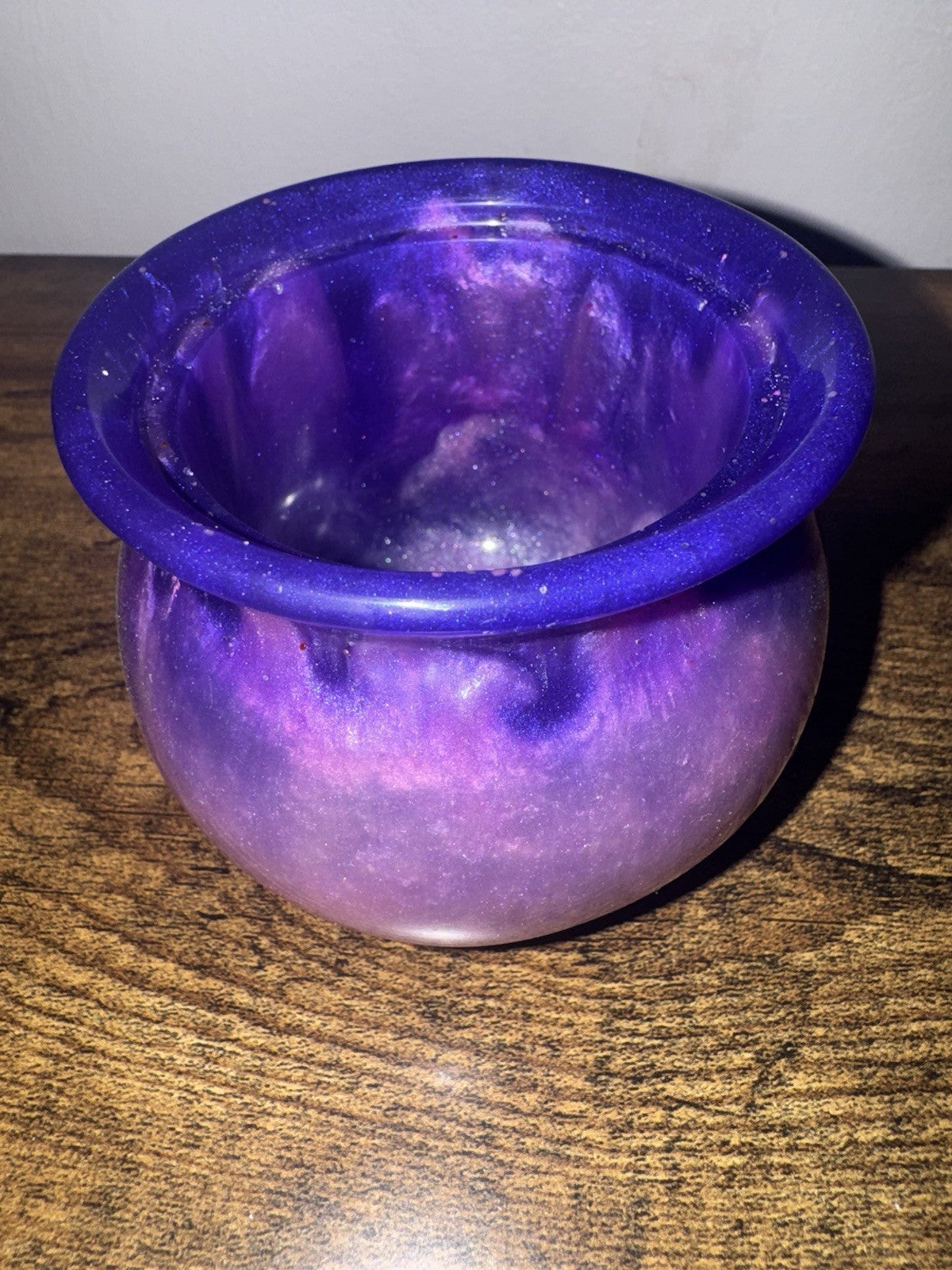 Resin Faceted Jewellery Storage Jar Hand Crafted Purple Sparkle Trinket Box