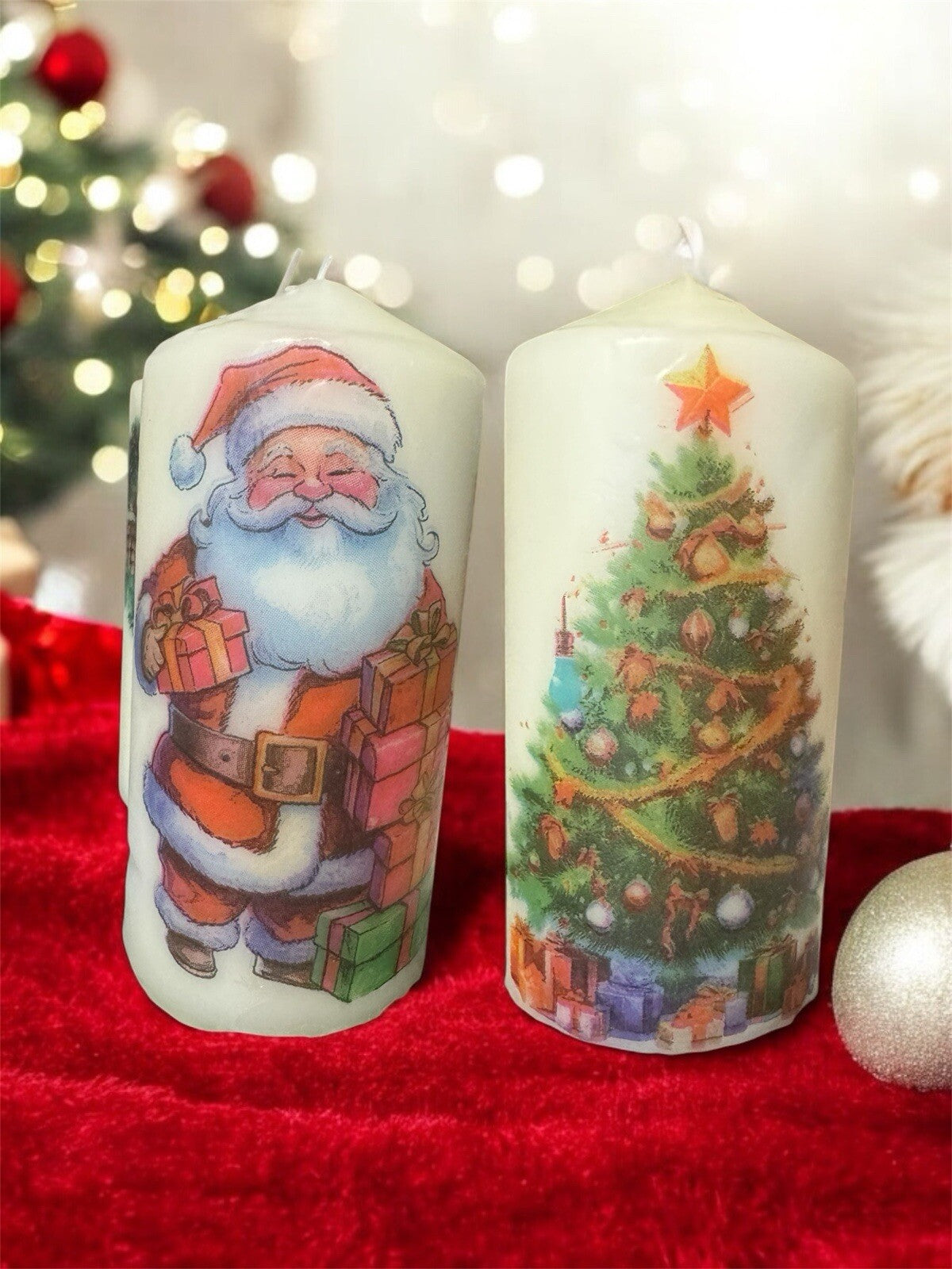 Handcrafted Christmas Pillar Candle – Holiday Decoration for Home & Table