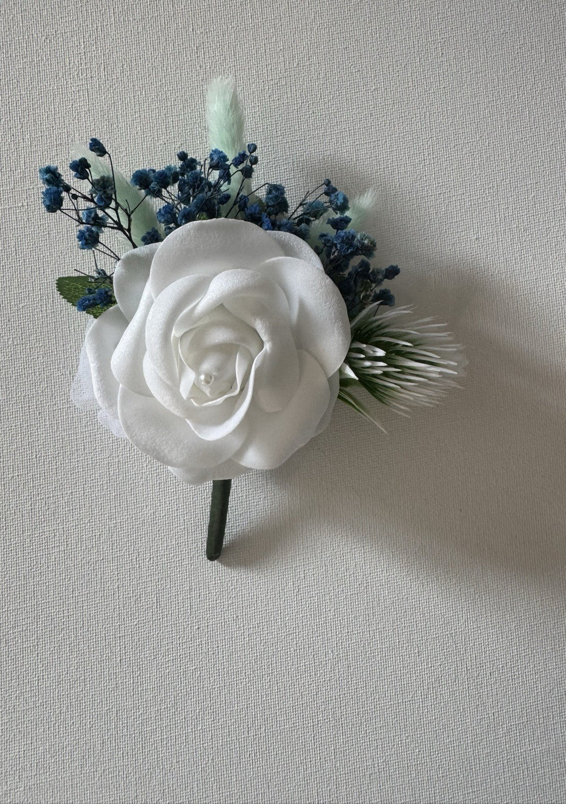 Corsage Wedding Boutonniere White Rose Artificial With Dried Flowers For Groom