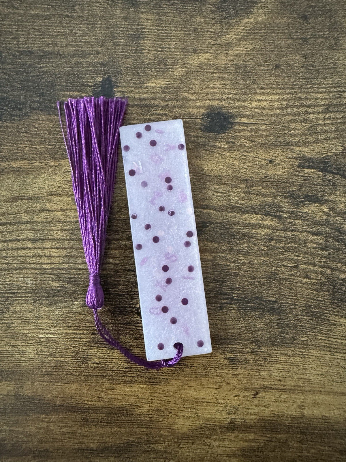 Small Resin Bookmark with Random Purple Letters