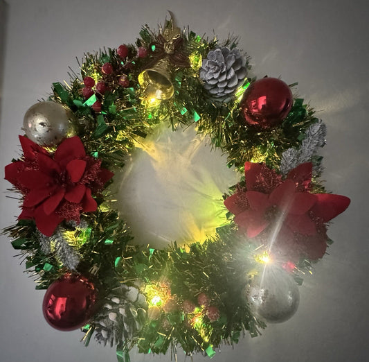 Christmas Wreath Green and Red with Lights for Front Door Uk Christmas Decor