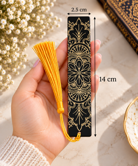 Bookmarks Black Background And Gold Embossed Stripe