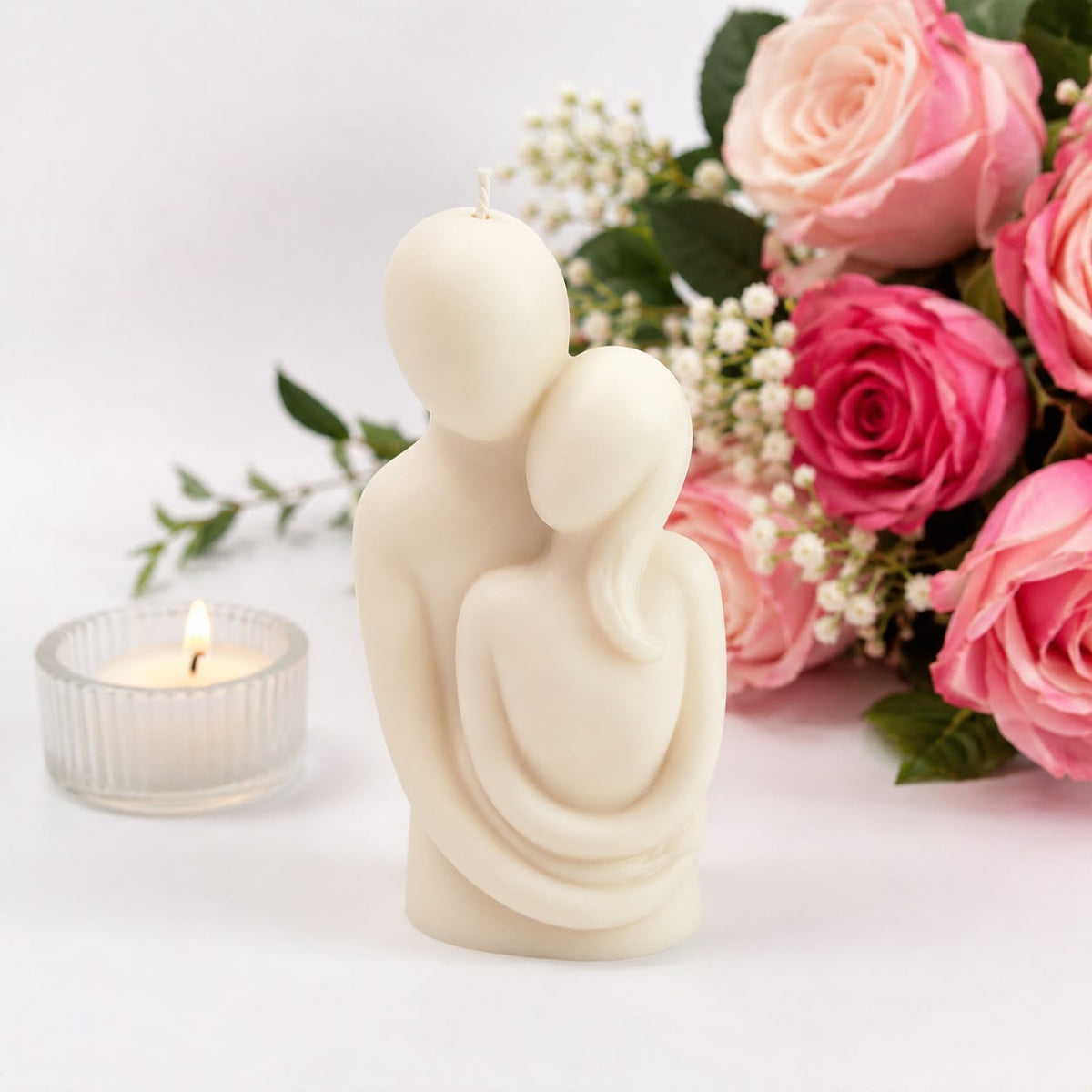 Handmade Vanilla Scented Couple Hug Candle | Romantic Gift | Wedding Favour | Bridal Shower | Anniversary Decor
