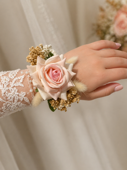 Wrist Corsage Artificial With Dried Flowers For Bridesmaids, Mother’s Bride