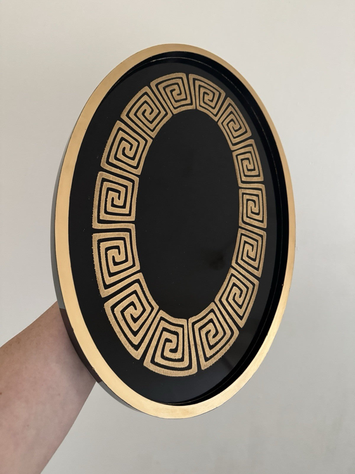 Oval Tray Greek Style Black and Gold Table Decoration for Home