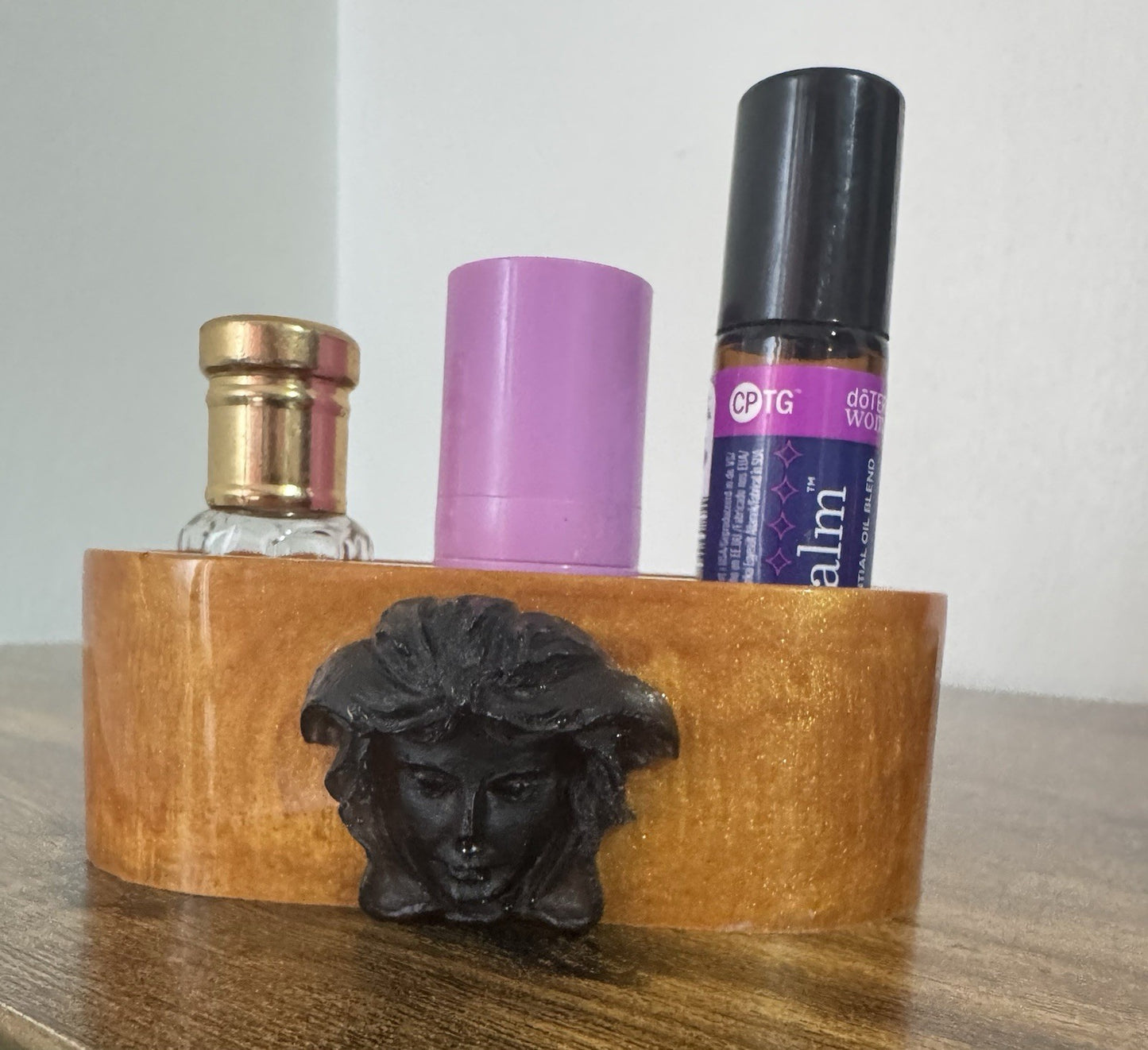 Luxury Gold Black Resin Medusa Business Card Stand – Office Display