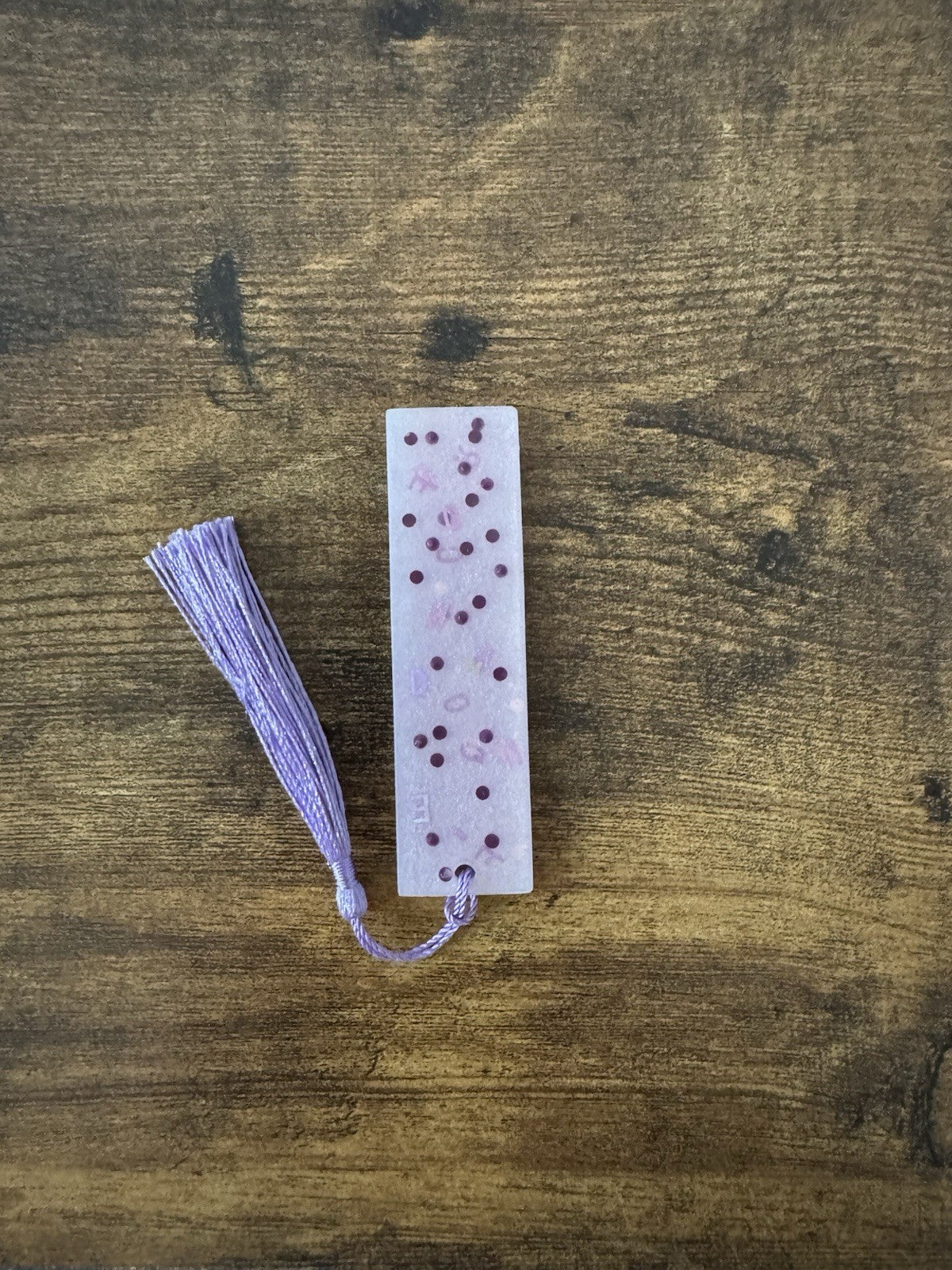 Small Resin Bookmark with Random Purple  Letters
