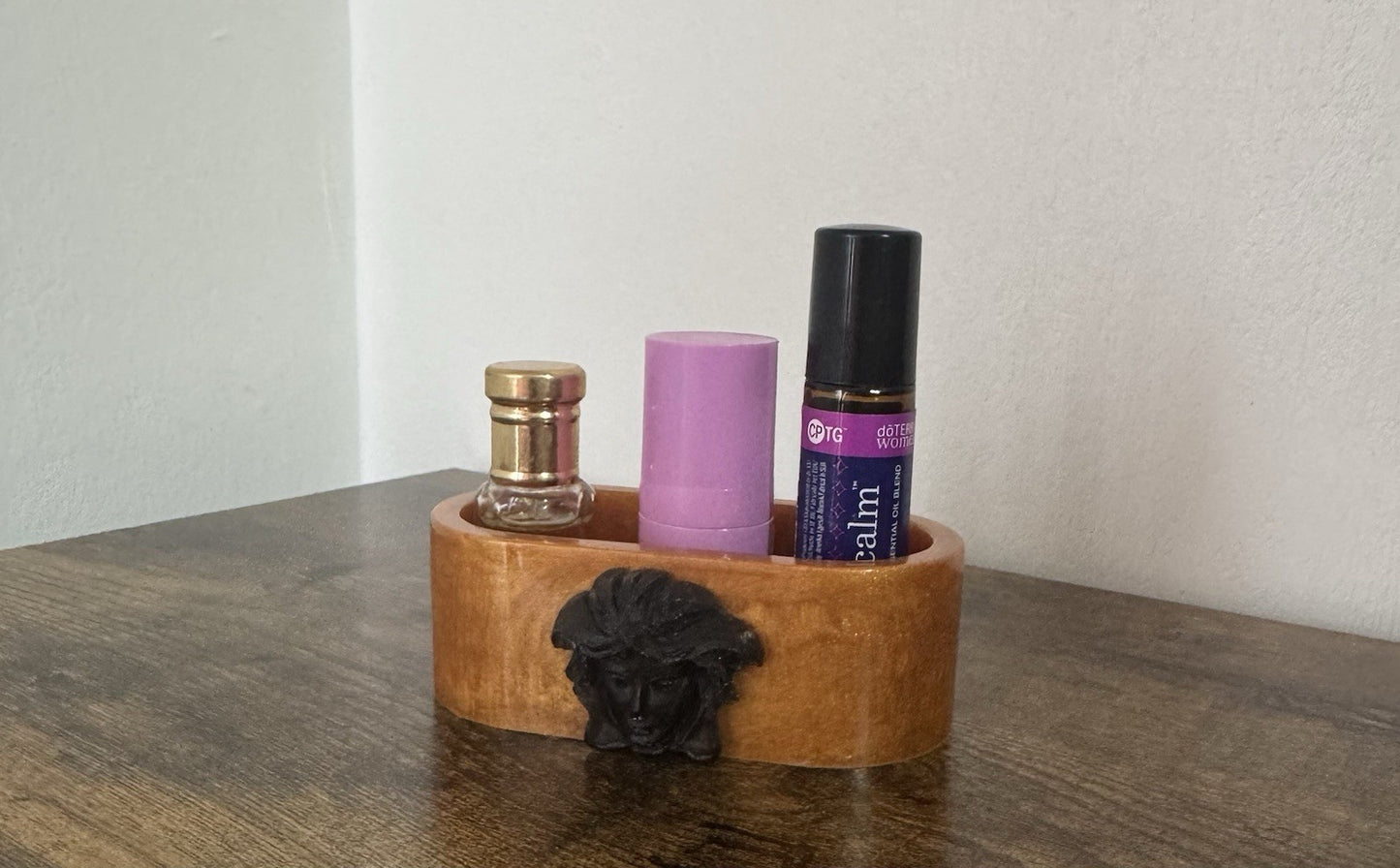 Luxury Gold Black Resin Medusa Business Card Stand – Office Display