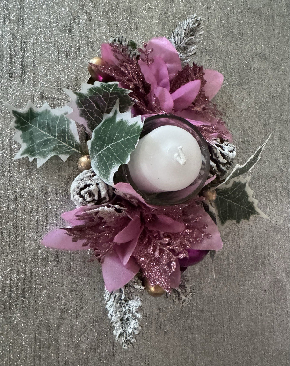 Handmade Pink Christmas Candle Centrepiece Festive Table Decoration Home Decor