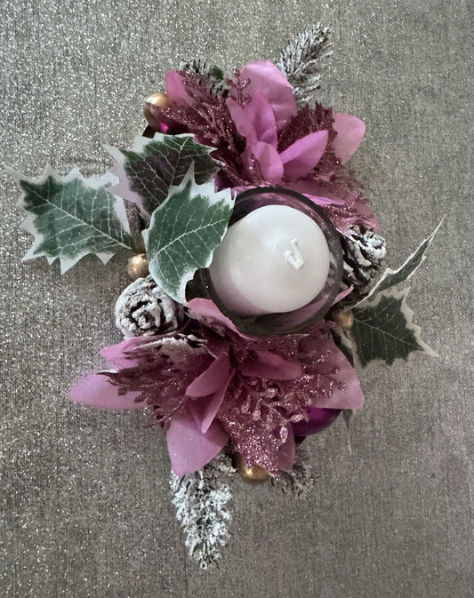 Handmade Pink Christmas Candle Centrepiece Festive Table Decoration Home Decor