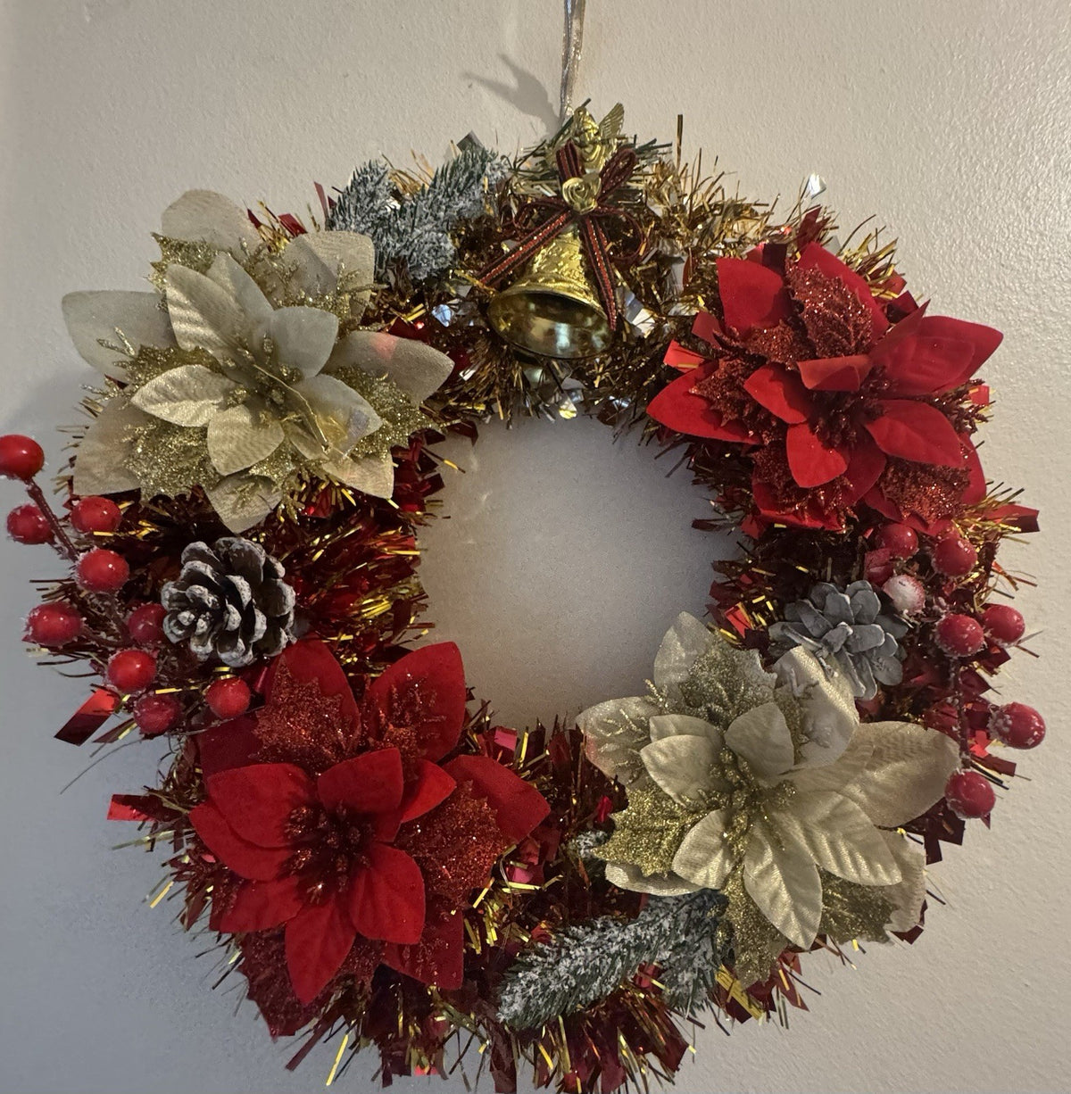 Christmas Wreath Red and Gold with Lights for Front Door Uk Christmas Wreath