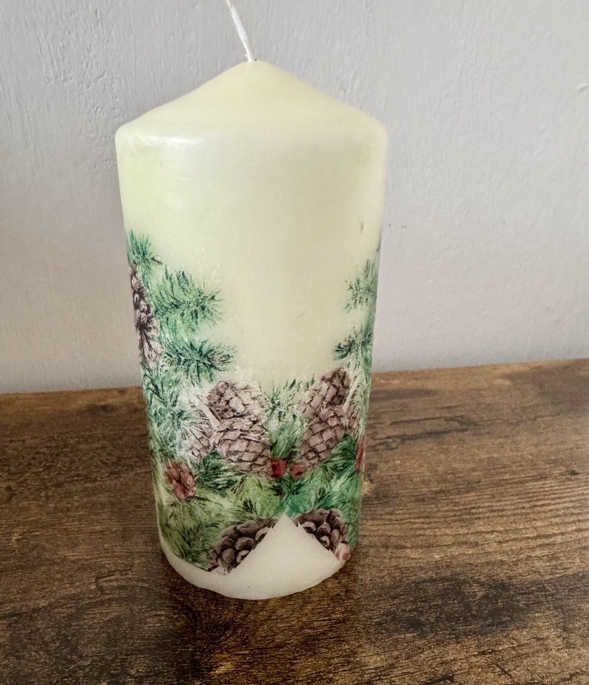 Christmas Pillar Candle Handmade – Holiday Table Centrepiece Home Decor