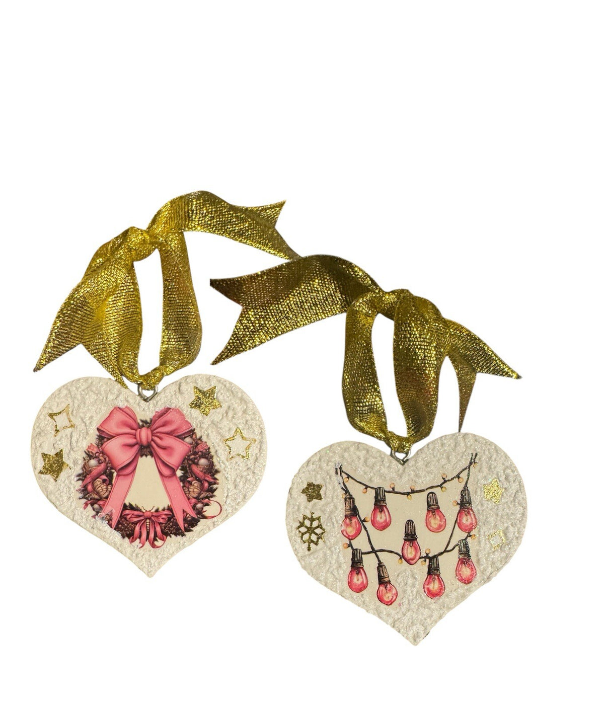 Christmas Heart Shaped Acrylic Festive Traditional Xmas Tree Decoration 5 pieces