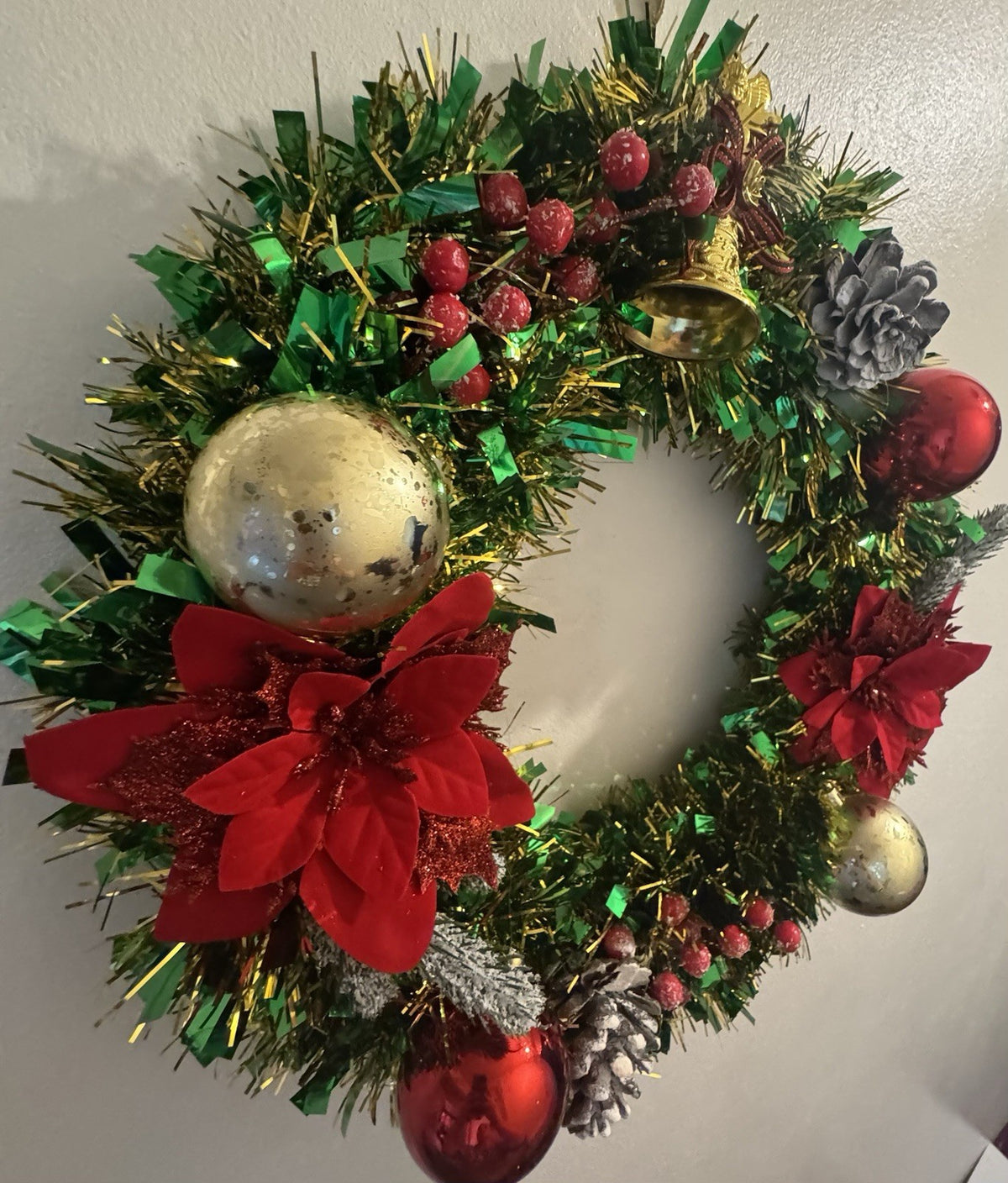 Christmas Wreath Green and Red with Lights for Front Door Uk Christmas Decor