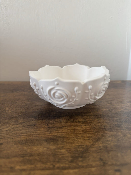 White Small Rose Bowl for Candy Jewellery Storage Trinket Dish Decorative Gift