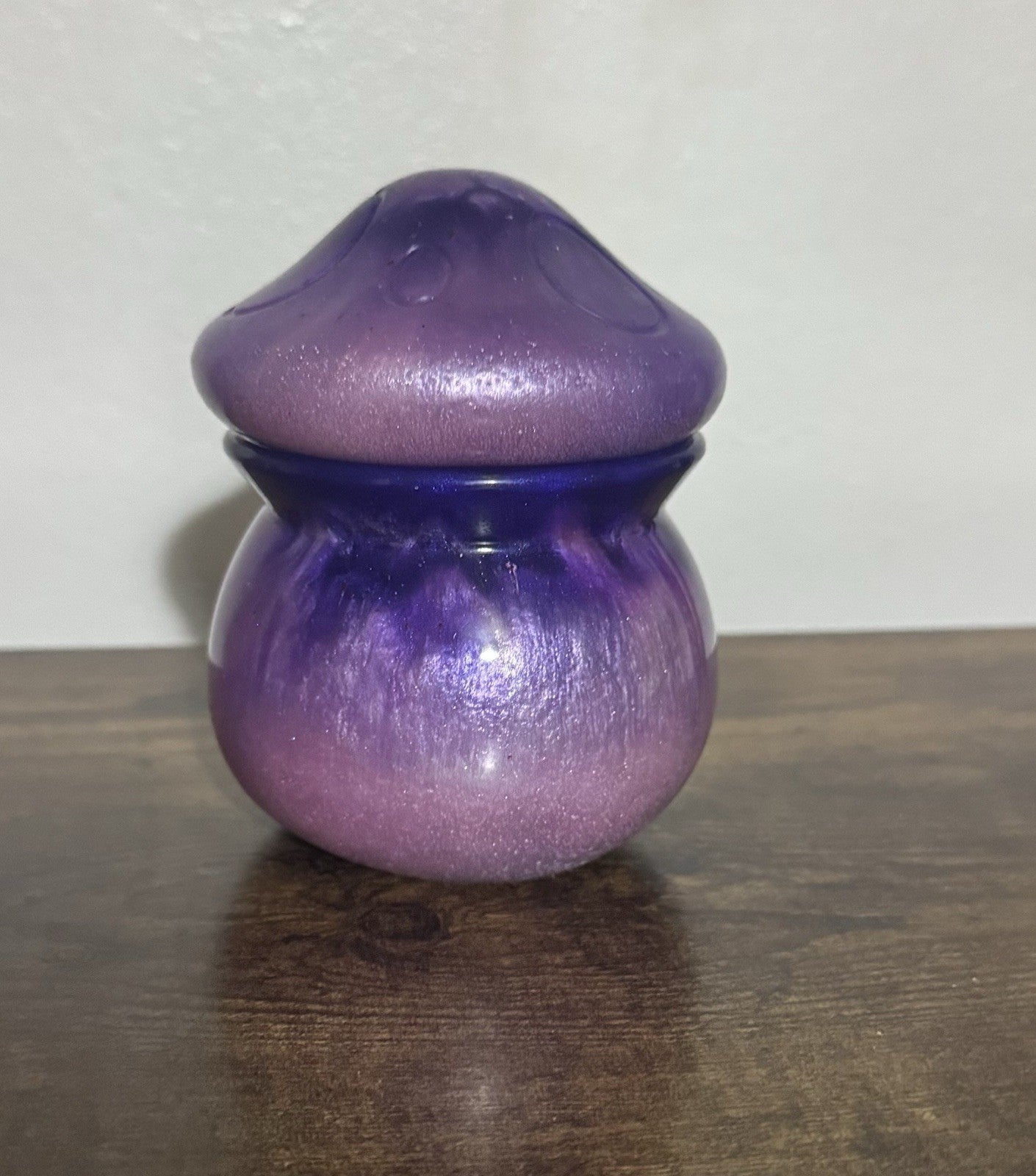 Resin Faceted Jewellery Storage Jar Hand Crafted Purple Sparkle Trinket Box