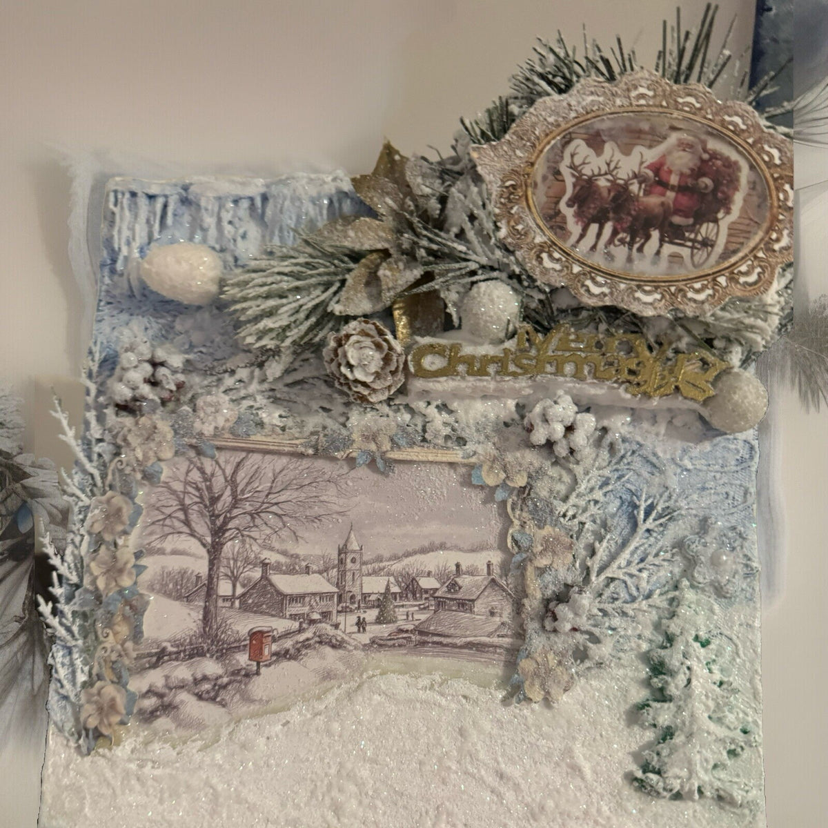 Mixed Media Merry Christmas Canvas