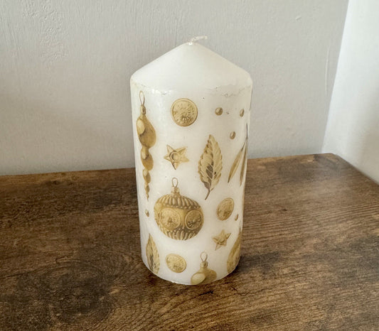 Christmas Pillar Candle Handmade – Holiday Table Centrepiece Home Decor