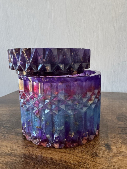 Purple Resin Keepsake Jar with Lid | Decorative Trinket & Jewellery Storage