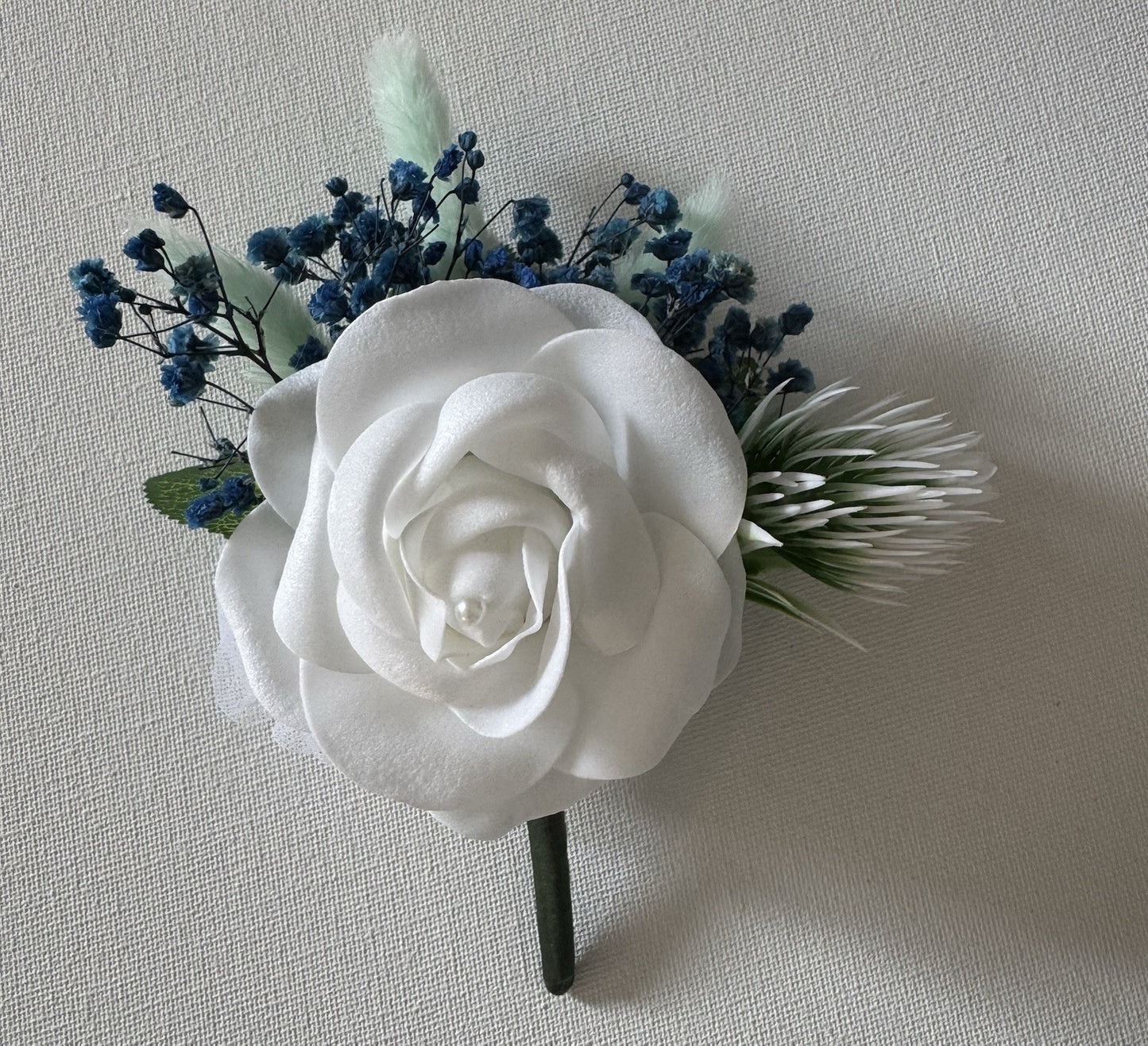 Corsage Wedding Boutonniere White Rose  Artificial With Dried Flowers For Groom
