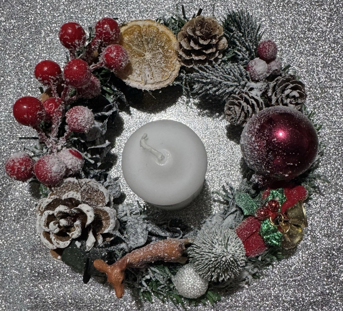 Handcrafted Christmas Centrepiece Wreath Style Table Decor 15 Cm Diameter New
