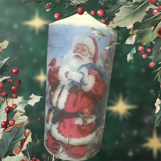 Handmade Decorative Christmas Pillar Candle – Festive Home Decoration & Gift