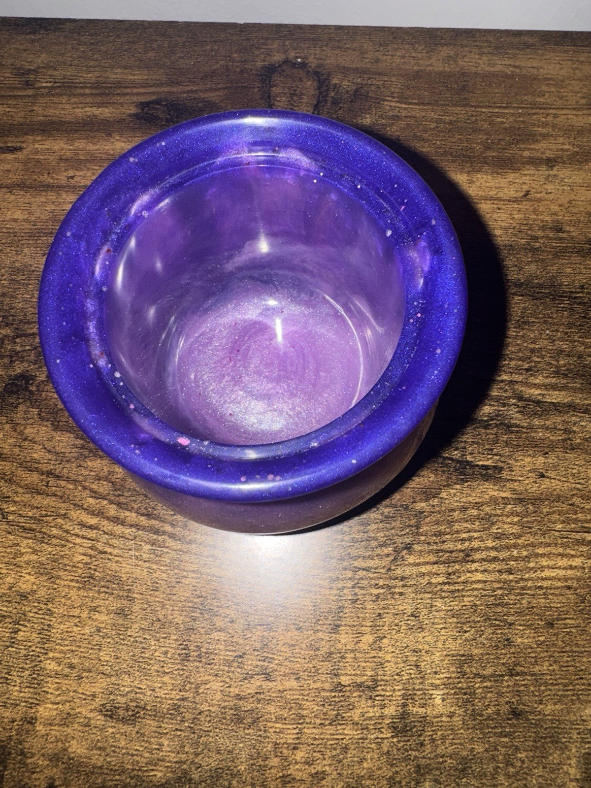 Resin Faceted Jewellery Storage Jar Hand Crafted Purple Sparkle Trinket Box