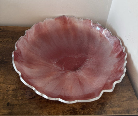 Handmade Resin Red and White Tray for Home Decor and Gifts New Year Gift