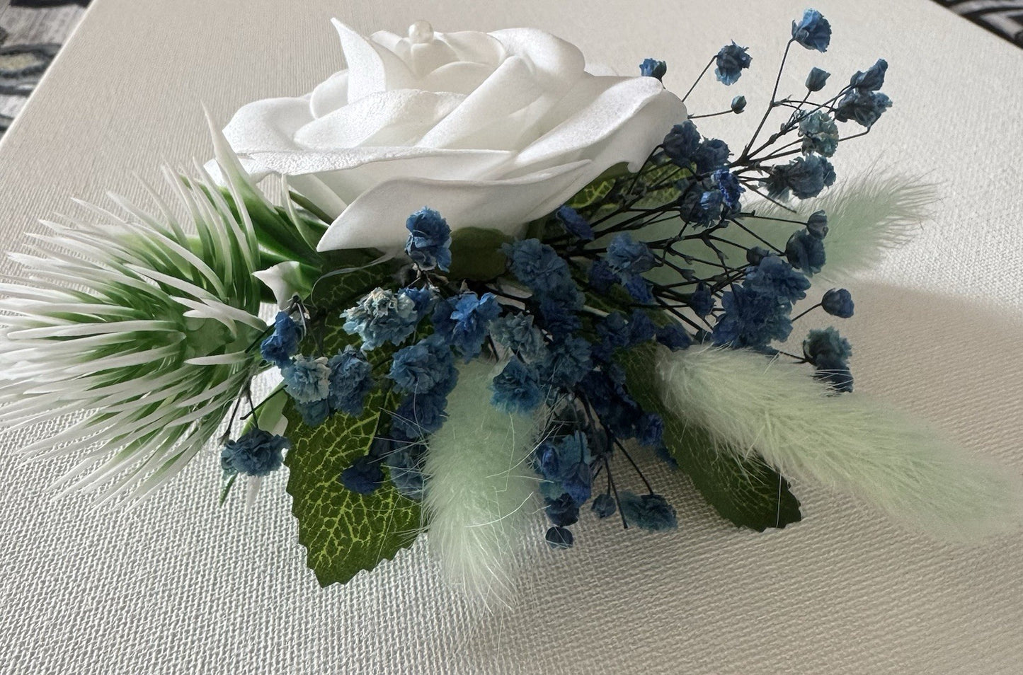 Corsage Wedding Boutonniere White Rose  Artificial With Dried Flowers For Groom