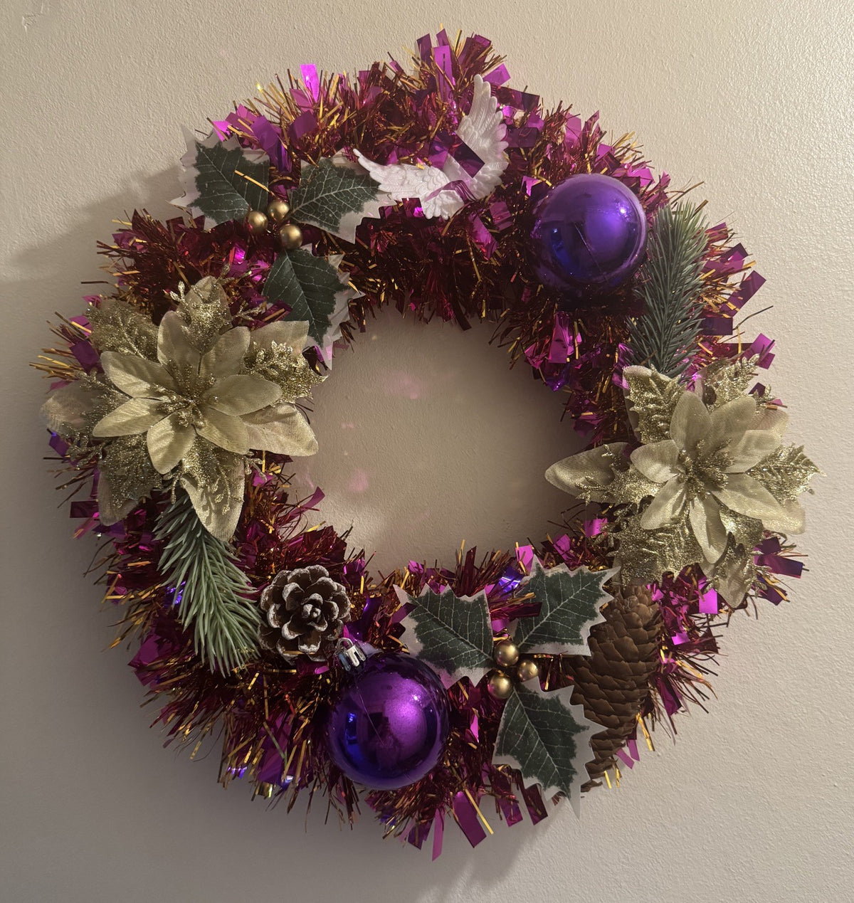 Christmas Pink And Gold Wreaths For Front Door With Lights