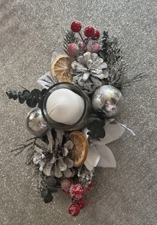 Luxury Vintage Floral Christmas Candle Centerpiece Table Centrepiece Home Decor