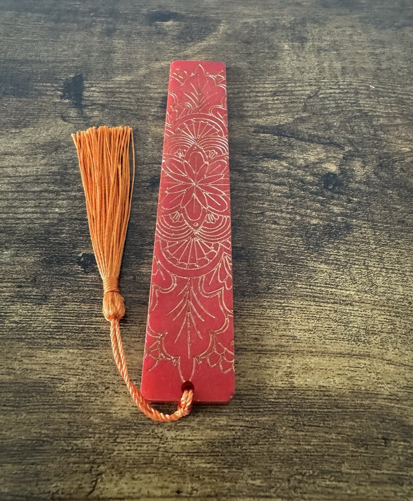 Bookmarks Red Background  And Gold Embossed Stripe