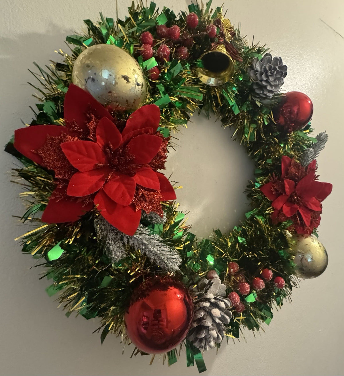 Christmas Wreath Green and Red with Lights for Front Door Uk Christmas Decor