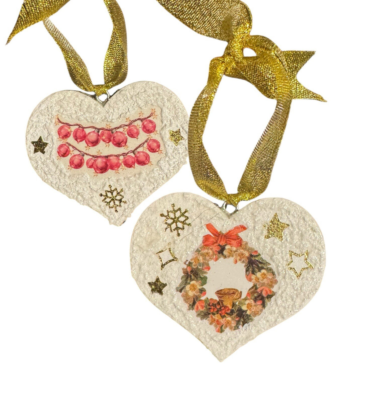 Christmas Heart Shaped Acrylic Festive Traditional Xmas Tree Decoration 5 pieces