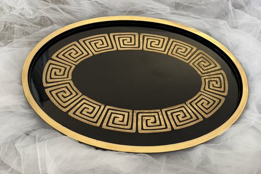 Oval Tray Greek Style Black and Gold Table Decoration for Home