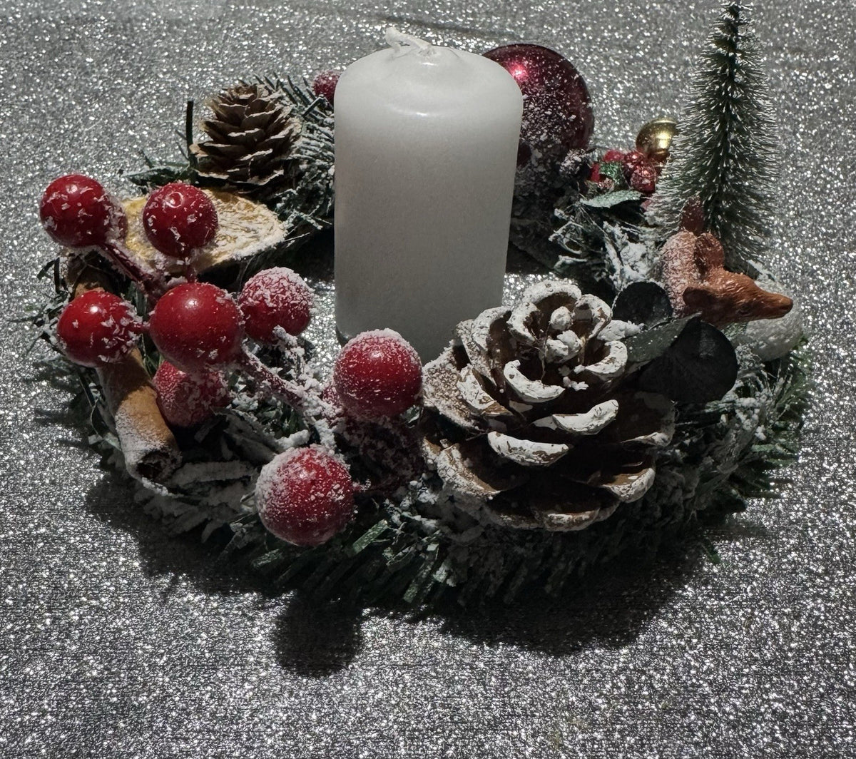 Handcrafted Christmas Centrepiece Wreath Style Table Decor 15 Cm Diameter New