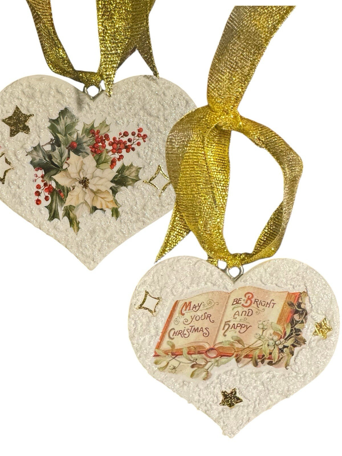 Christmas Heart Shaped Acrylic Festive Traditional Xmas Tree Decoration 5 pieces