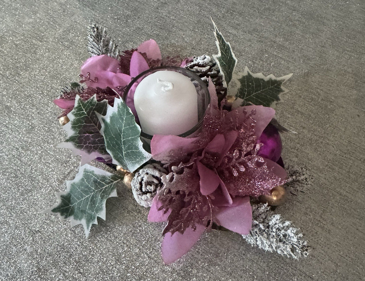 Handmade Pink Christmas Candle Centrepiece Festive Table Decoration Home Decor