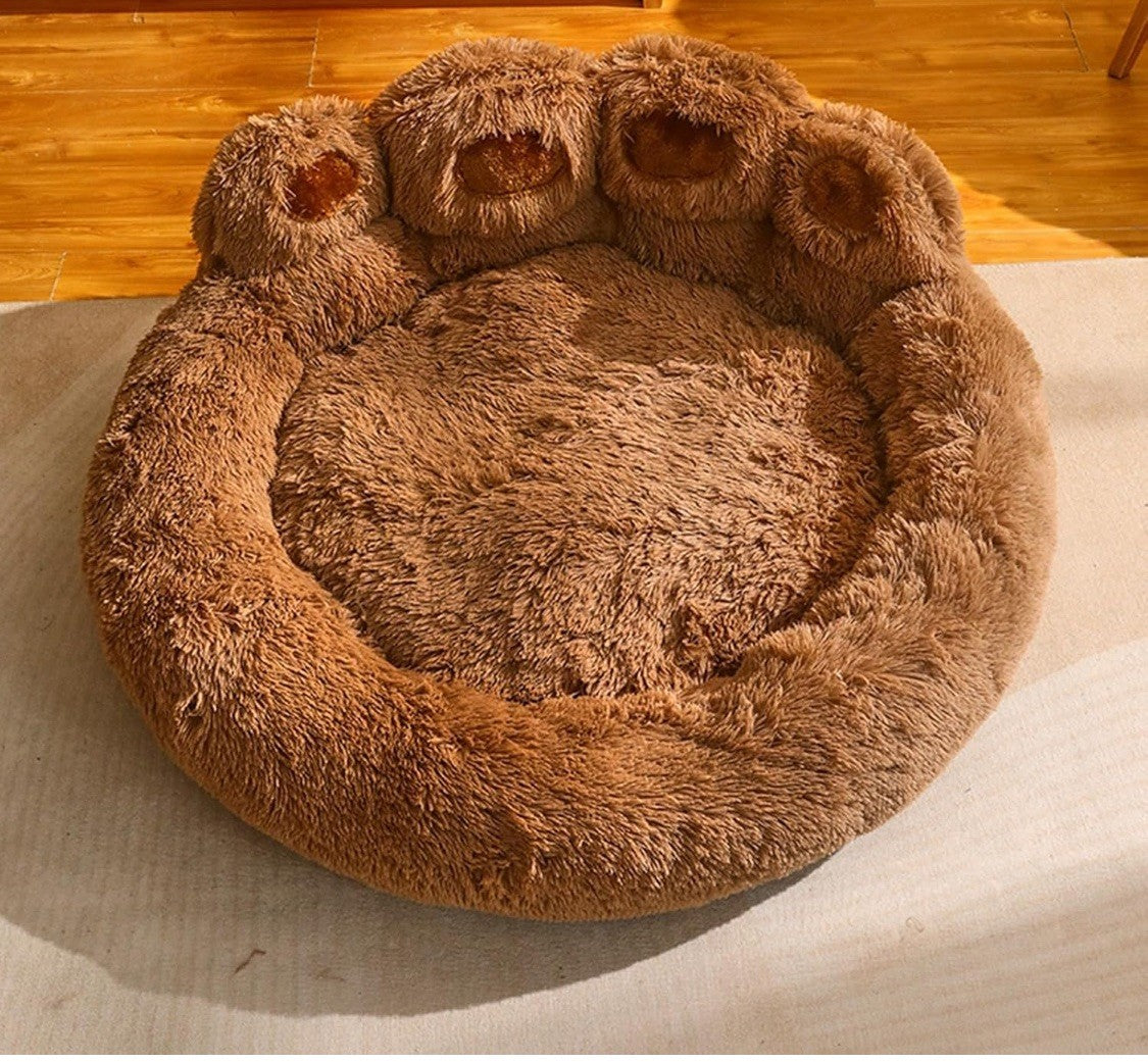 Dog Cat Pet Calming Bed Comfy Fluffy Paw Shaped Dog Beds Soft Plush 50 cm