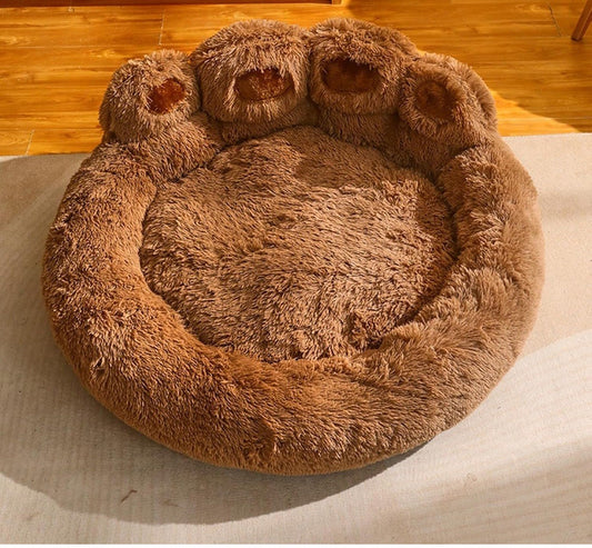 Dog Cat Pet Calming Bed Comfy Fluffy Paw Shaped Dog Beds Soft Plush 50 cm