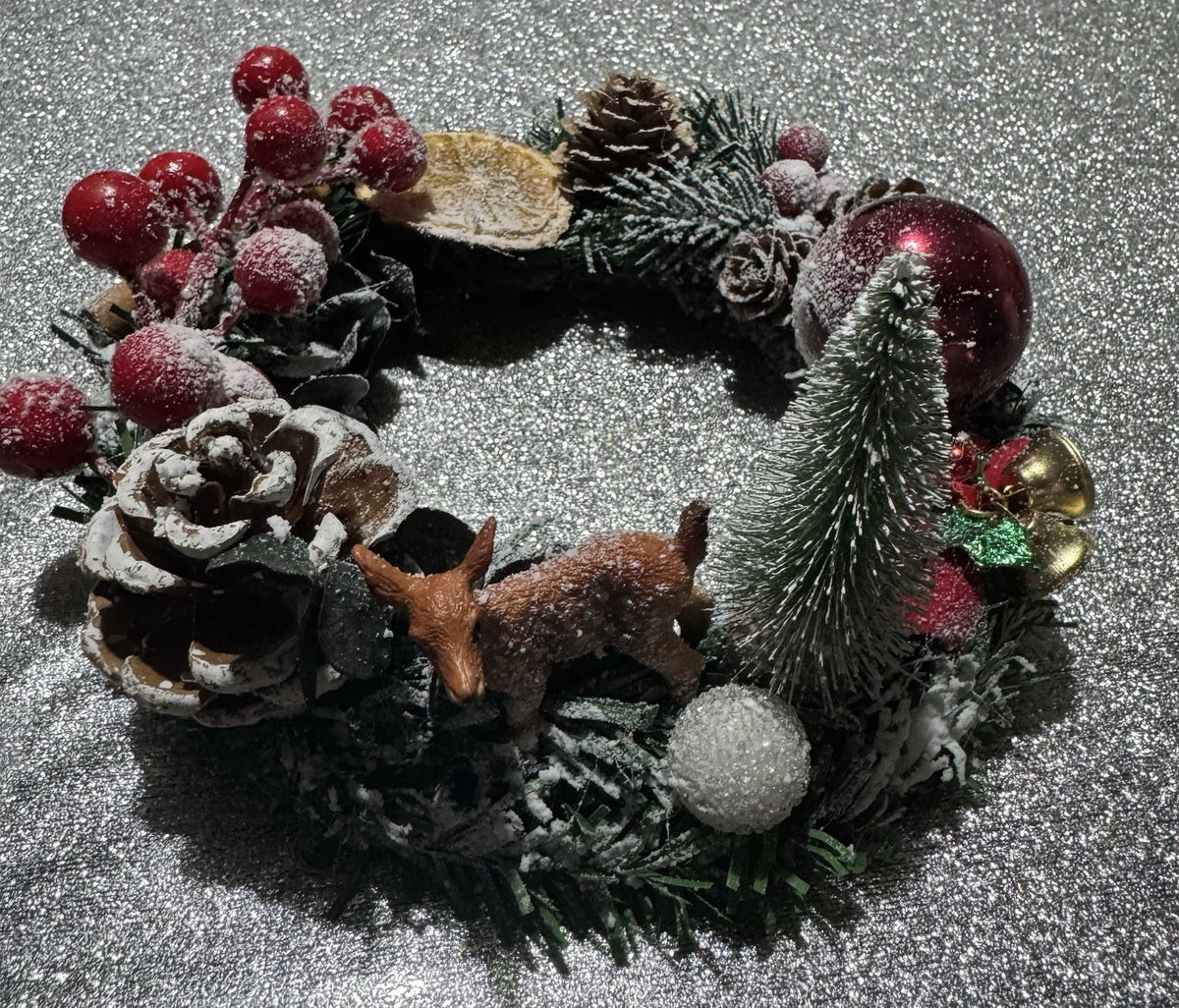 Handcrafted Christmas Centrepiece Wreath Style Table Decor 15 Cm Diameter New