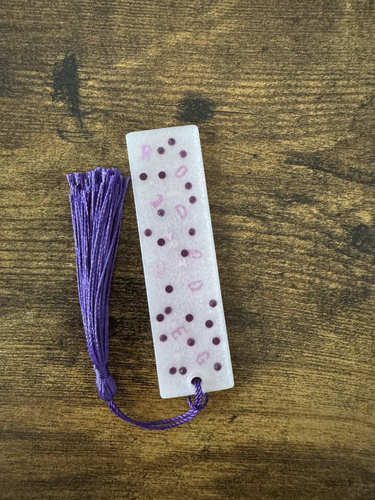 Small Resin Bookmark with Random Purple  Letters