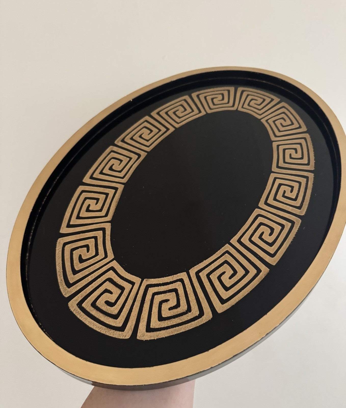 Oval Tray Greek Style Black and Gold Table Decoration for Home